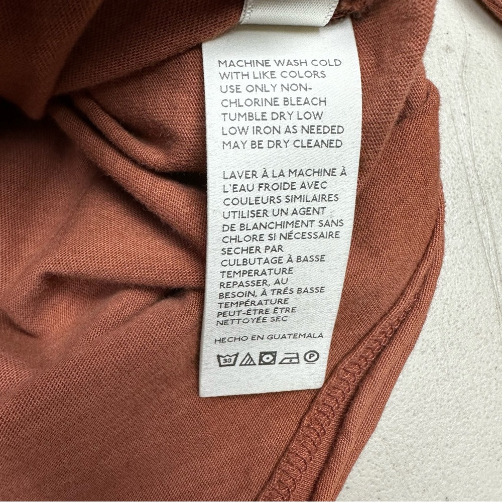 We the Free Clover Puff Shoulder Top Size XL Burnt Orange Mesa Curved Hem - Picture 13 of 13
